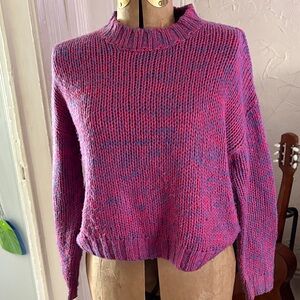 Bershka Pink and Blue Marled Crewneck Sweater